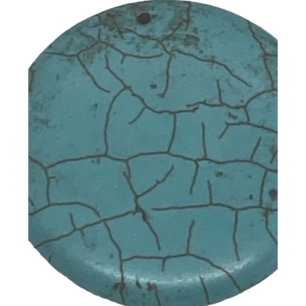 Simulated Turquoise Pendant Round Stone Disc 1 5/8” Pendant Fashion Collectible - Picture 3 of 9